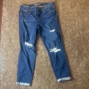 Joe's Jeans Distressed Ankle Jeans in Dark Blue